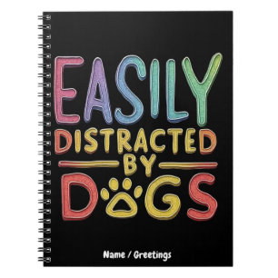Caderno Espiral Facilmente Distraído por Cães Design Gráfico Diver