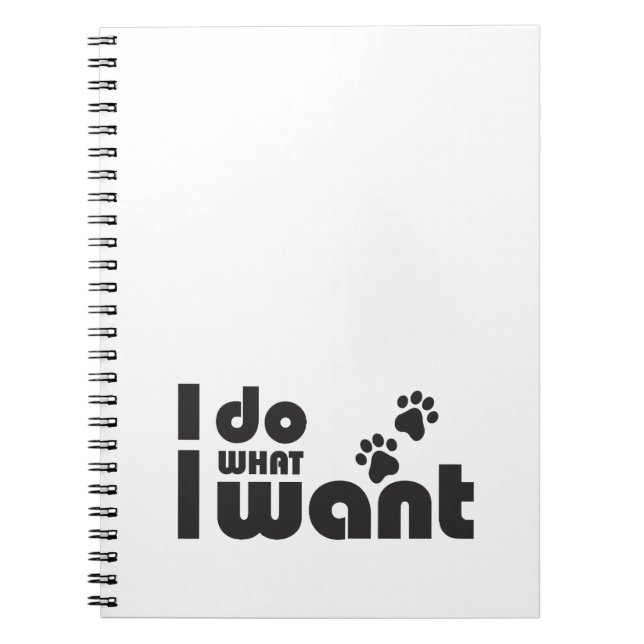 Caderno Espiral Faço o que quero, xixi de cão de gato engraçado (Frente)