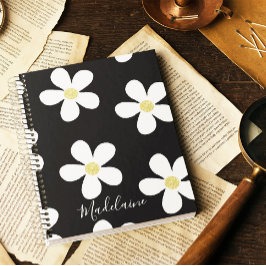 Caderno Espiral Faculdade Dourada Simples de Margarida Branca Negr