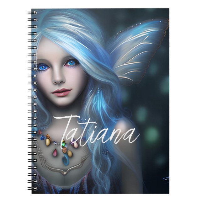 Caderno Espiral Fada Azul Mística Personalizada (Frente)