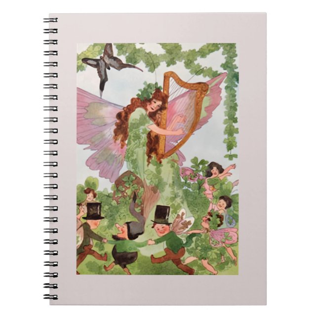 Caderno Espiral Fada da Música Tocando Música (Frente)