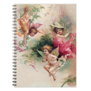Caderno Espiral Fada do querubim do vintage do bebê