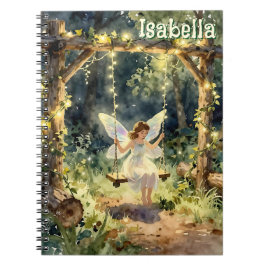 Caderno Espiral Fada Encantada em um Balanço numa Floresta Mágica