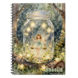 Caderno Espiral Fada Encantada em um Pote em uma Floresta Mágica