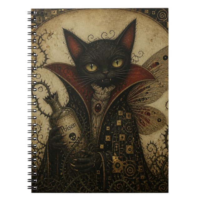 Caderno Espiral Fada Gato Preto Vampiro Adorável (Frente)