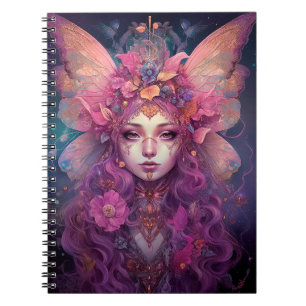Caderno Espiral Fada Rosa Púrpura Rainha Fantasia Arte