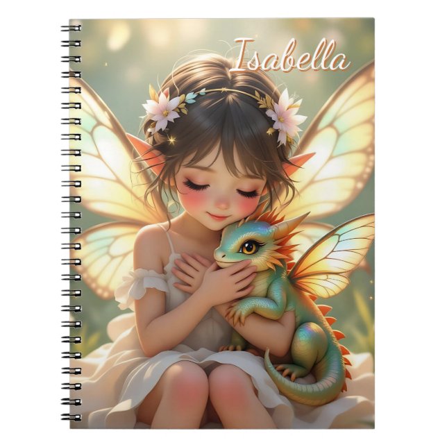 Caderno Espiral Fairy and Dragon | Chibi Anime Fairy Tale (Frente)