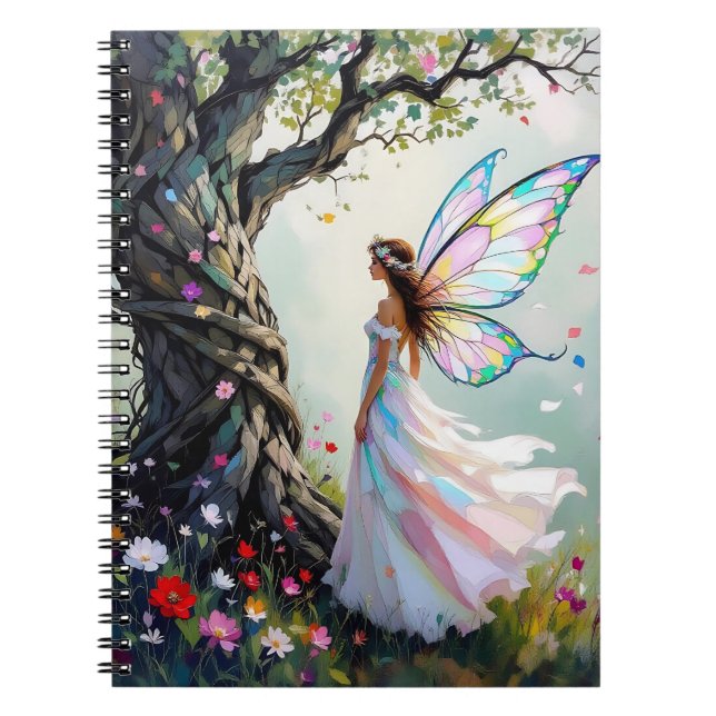 Caderno Espiral Fairy and Magical Vine Wrapped Tree (Frente)