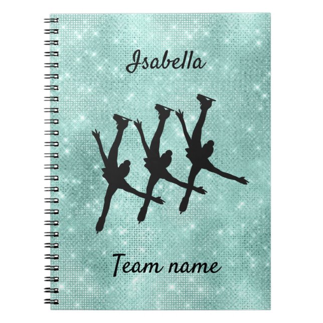 Caderno Espiral Faísca de turquesa de linha de notebook de patinaç (Frente)