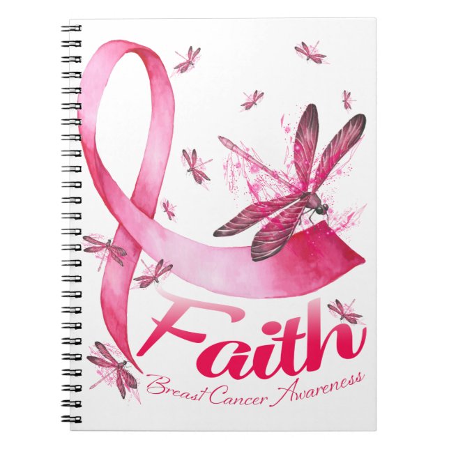 Caderno Espiral Faith Dragonfly Cancer Sensibilização T-Shirt (Frente)