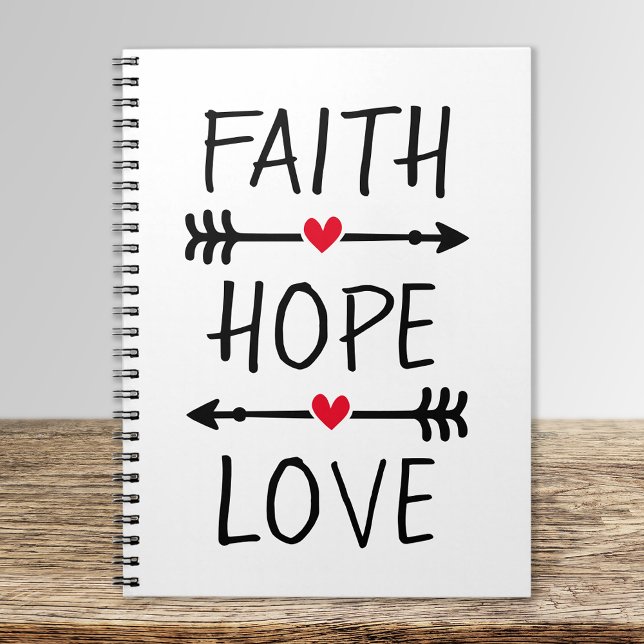 Caderno Espiral Faith Hope Love Boho Christian Arrow Red Heart (Criador carregado)
