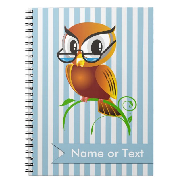 Caderno Espiral Faixa Azul de Wise Owl Personalizada (Frente)