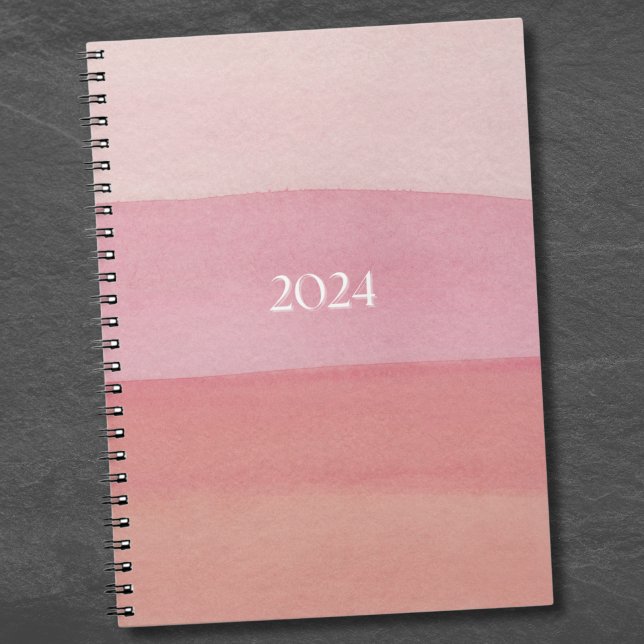Caderno Espiral Faixa de Cores d'Água Rosa (Pink Watercolor Stripe notebook)