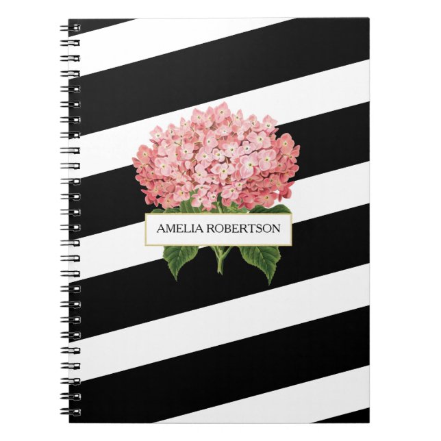 Caderno Espiral Faixa de Negrito e Hipotecas Rosa Personalizadas (Frente)
