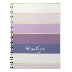 Caderno Espiral Faixas de Cores Personalizadas de Verão Douradas R