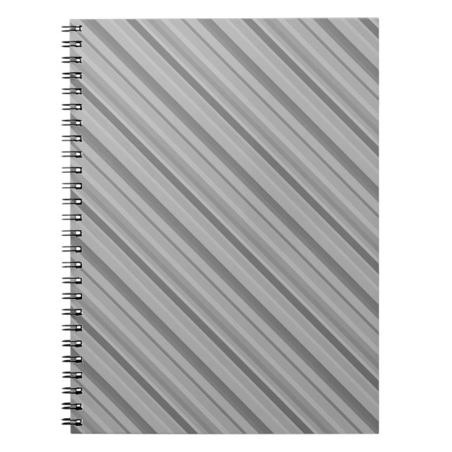 Caderno Espiral faixas diagonais de cinzas (Frente)