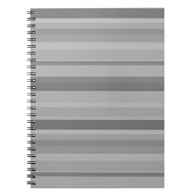 Caderno Espiral faixas horizontais de cinza (Frente)