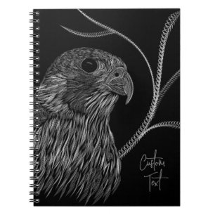 Caderno Espiral Falcão Peregrino em Ramais de Árvore com Escrita M