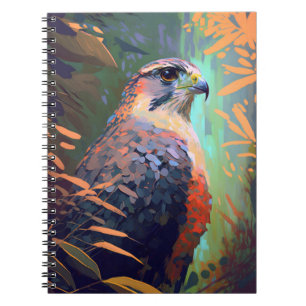 Caderno Espiral Falcon Bird Retrato Animal Pintura de Vida Selvage