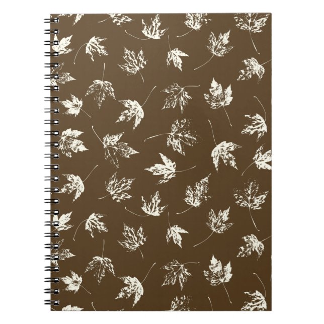 Caderno Espiral Fall Maple Folhas em castanho - padrão perfeito. (Frente)