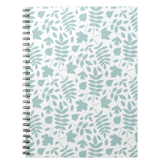 Caderno Espiral Fallen deixa padrão Lt Teal em branco (Frente)
