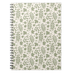 Caderno Espiral Fallen deixa Rpt Padrão Verde em Creme