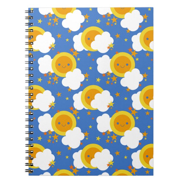 Caderno Espiral Falln Kawaii Moon, Estrelas, Sol (Frente)