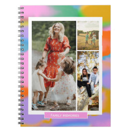 Caderno Espiral Família 3 fotos coloridas moderno aniversário