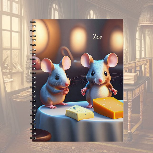 Caderno Espiral Família de mouse na mesa de jantar (Criador carregado)