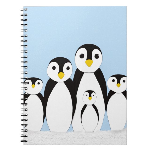 Caderno Espiral Família de pinguins (Frente)