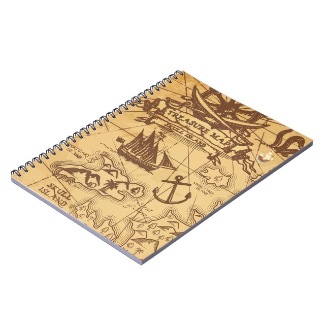 Caderno Espiral Família de pontos de terra do mapa Pirate Personal (Left Side)