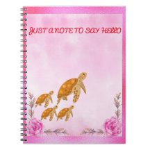 Família de Tartarugas Rosa Aquarela Meninas Volta 