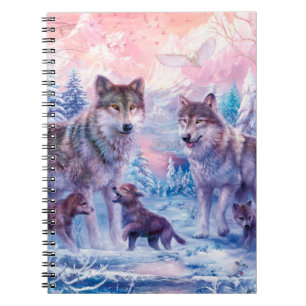 Caderno Espiral Family Of Wolves Painting