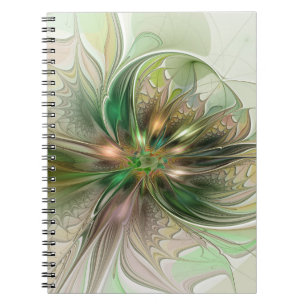 Caderno Espiral Fantasia Abstrata Moderna Colorida Flor Fractal