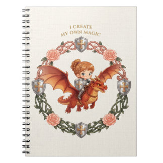 Caderno Espiral Fantasia Cavaleiro Princesa Dragão Estética Person