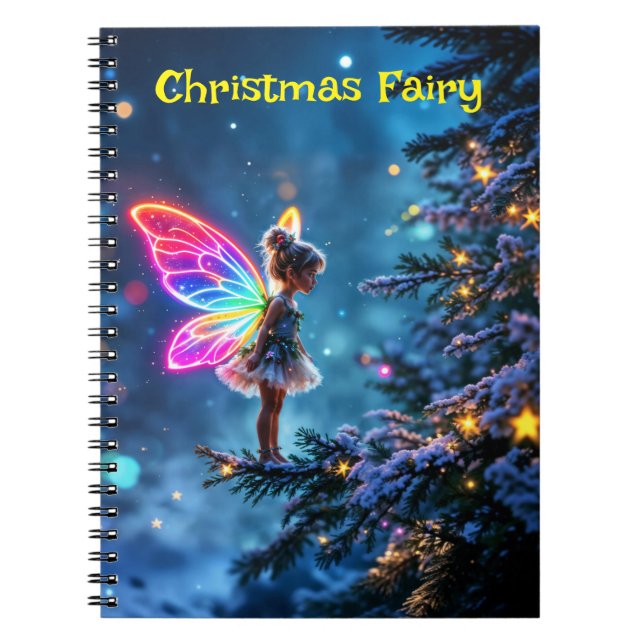 Caderno Espiral Fantasia das luzes brilhantes da fada de Natal (Frente)