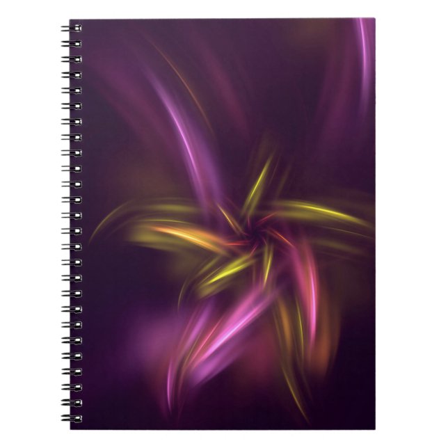 Caderno Espiral Fantasia de Abstrato de Flores Roxas (Frente)