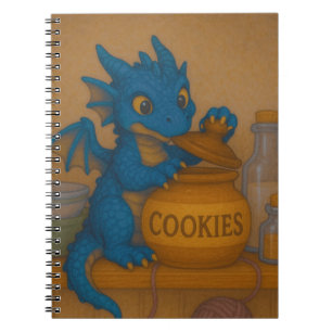 Caderno Espiral Fantasia de biscoitos de dragão azul-tempestade, u