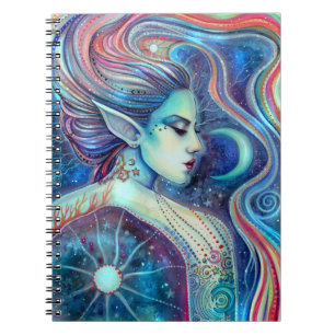 Caderno Espiral Fantasia de Fada Celesta Luas e Estrelas