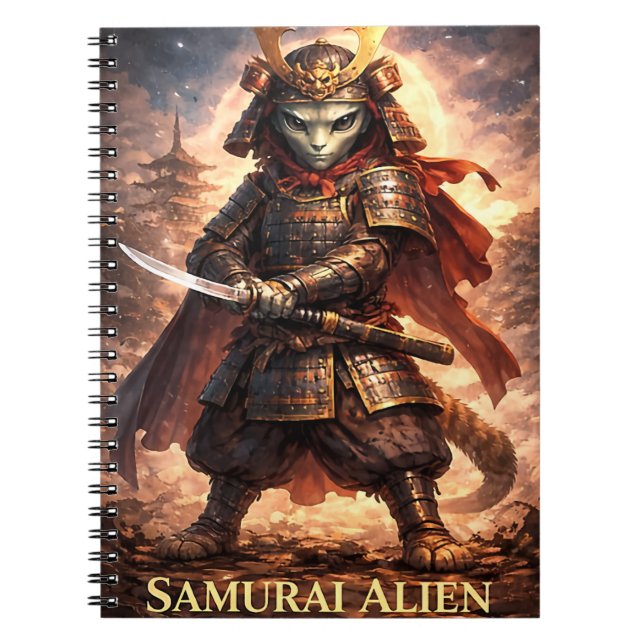 Caderno Espiral Fantasia de Samurai Alien para Crianças e Adolesce (Frente)
