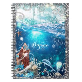 Caderno Espiral Fantasia de Sereia Cabeça Vermelha Praia Encantada