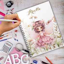 Caderno Espiral Fantasia Fada flor silvestre pastel