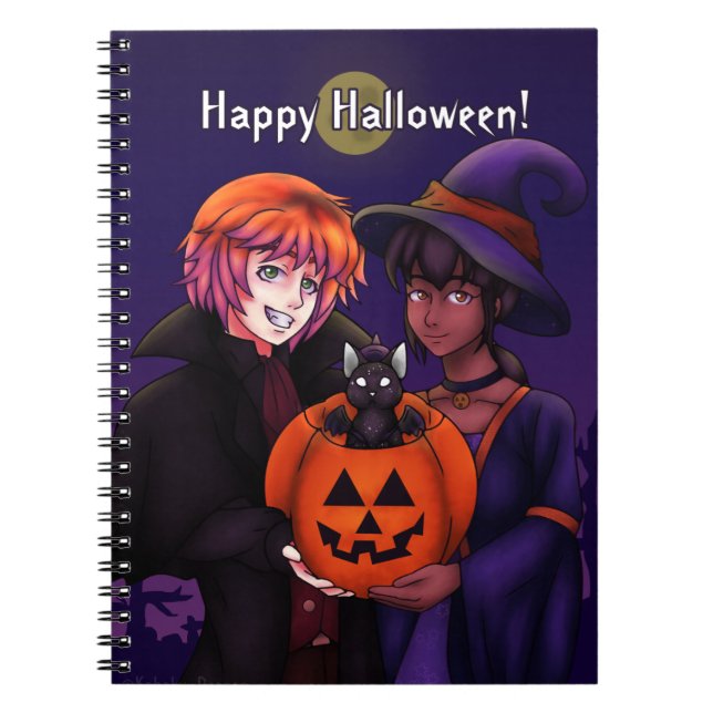 Caderno Espiral Fantasias Felizes de Halloween (Frente)