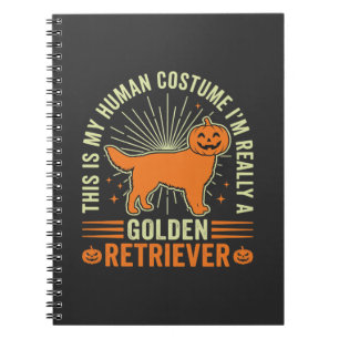 Caderno Espiral Fantasias Humanas de Golden Retriever para Hallowe