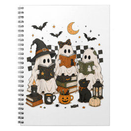 Caderno Espiral Fantasma Assustador Lendo Livros Halloween Diverti