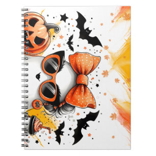 Caderno Espiral Fantasma de Dia de as Bruxas engraçado Canto