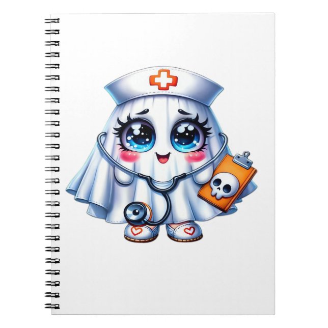 Caderno Espiral Fantasma do Dia das Bruxas em Clássico uniforme de (Frente)