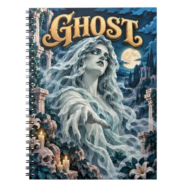 Caderno Espiral Fantasma, Monstro de Corte de Papel (Frente)