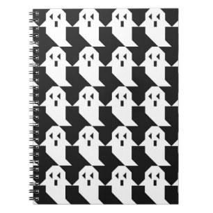 Caderno Espiral Fantasmas do Halloween: padrão geométrico sem cost