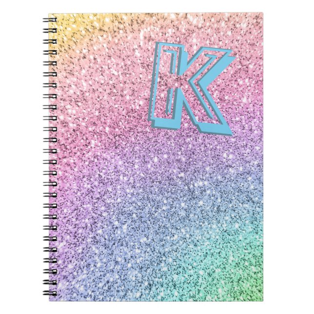 Caderno Espiral Fantástico Pastel Glitter Girly Monogramas Persona (Frente)